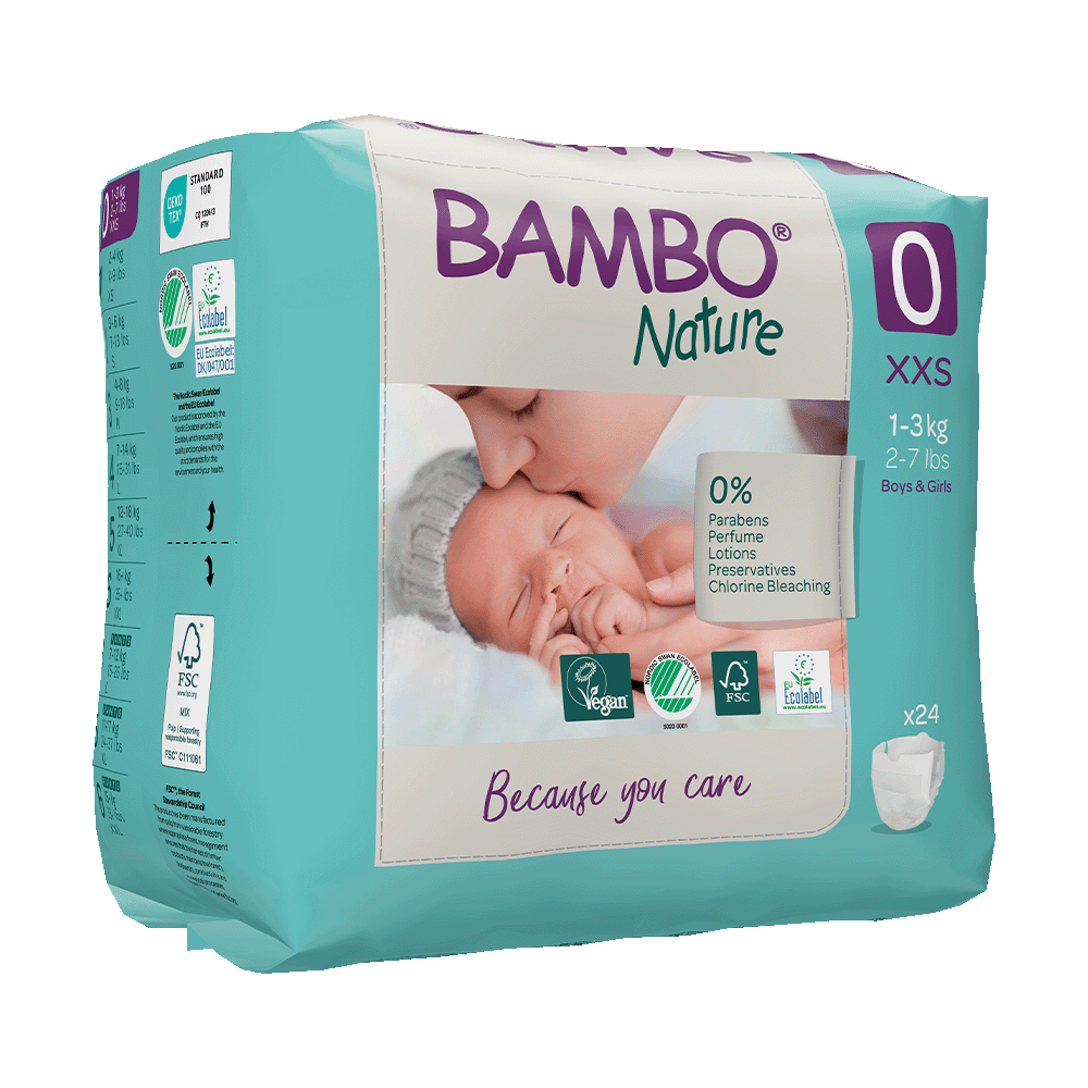 Pieluszki Bambo Nature 0 (1-3 kg, 24szt.)