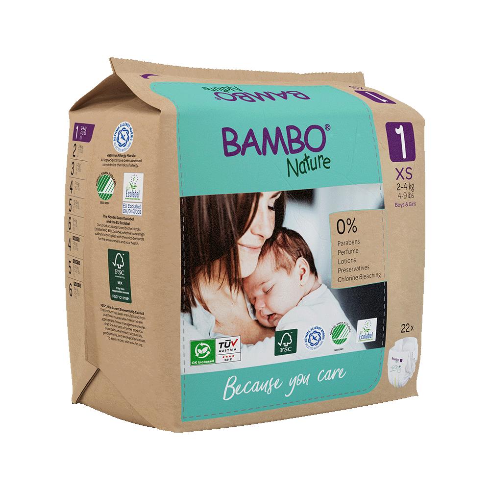 Pieluszki Bambo Nature 1 (2-4 kg, 22szt.)